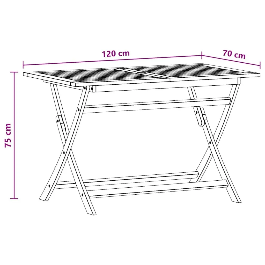 Folding Garden Dining Table 120x70cm Solid Eucalyptus Wood Outdoor Patio