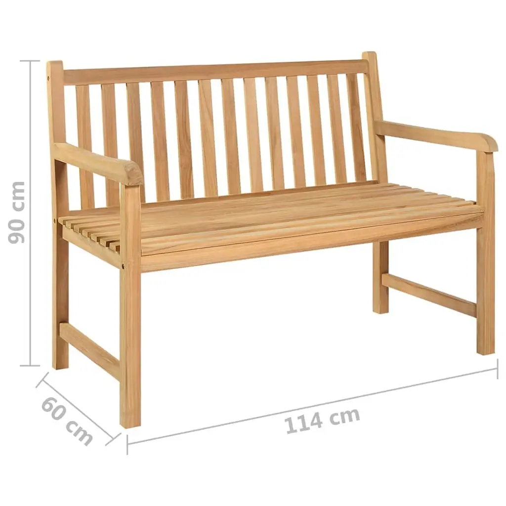 Teak Wood Garden Bench Outdoor Seating 114cm Brown