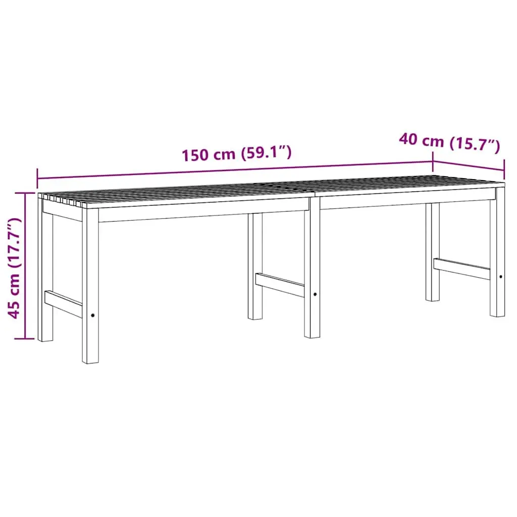 Teak Wood Outdoor Garden Bench 150cm Patio Seating Furniture