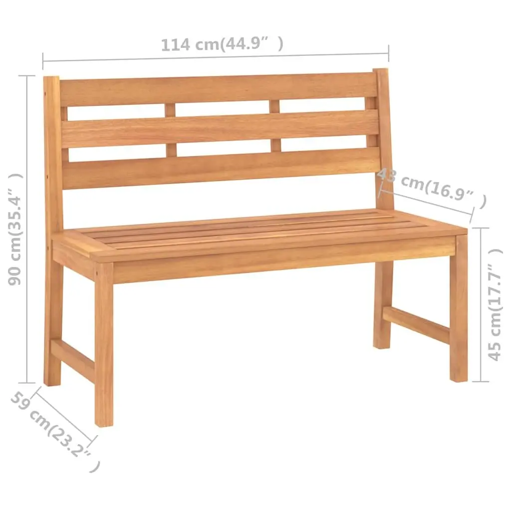 Teak Wood Garden Bench 114cm Patio Seating Furniture Brown