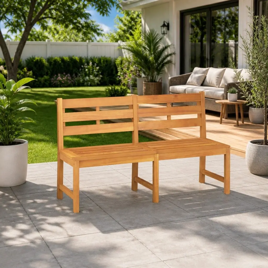 Garden Bench Outdoor Use 150cm Teak Wood Brown