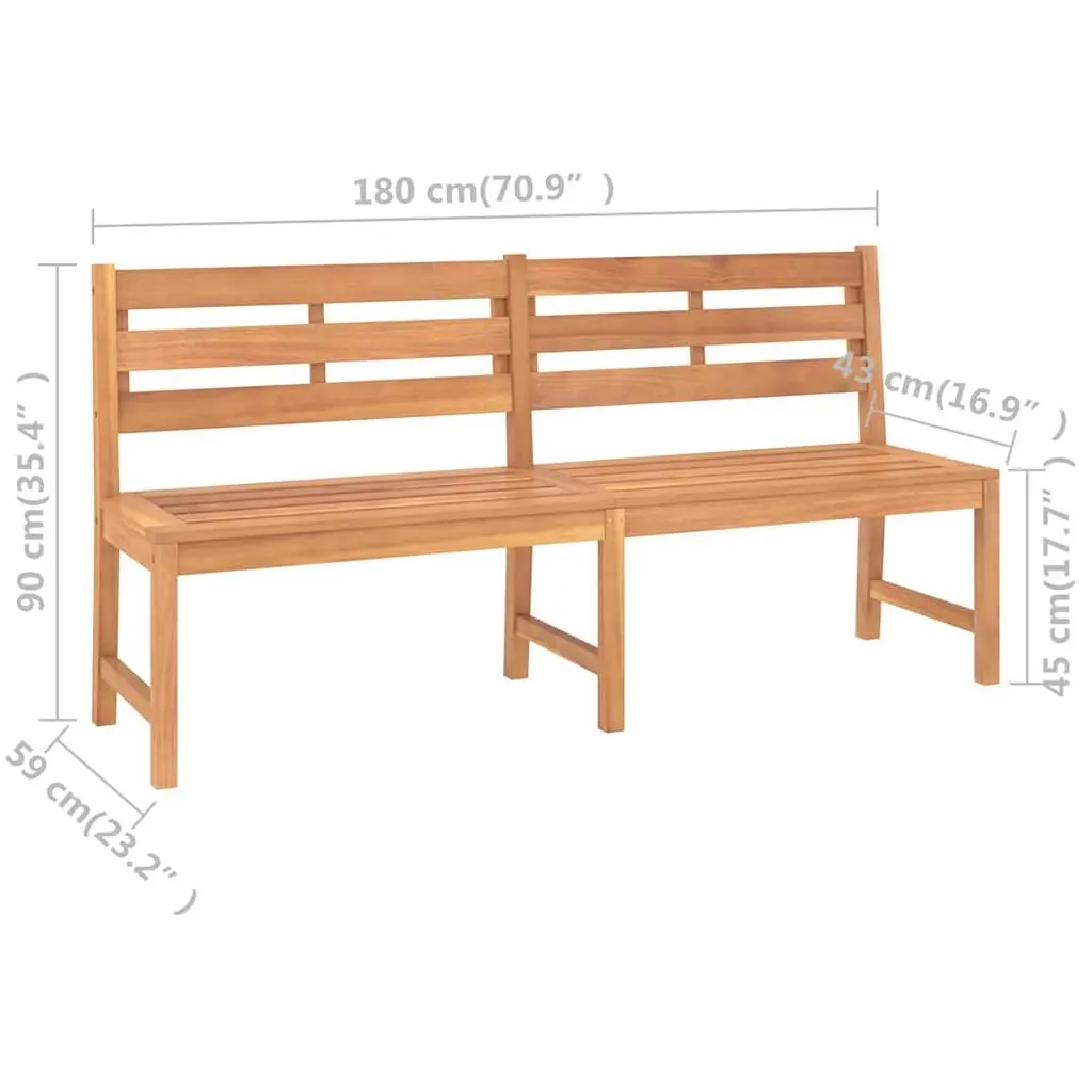Garden Bench Outdoor Patio Seating 180cm Solid Teak Wood