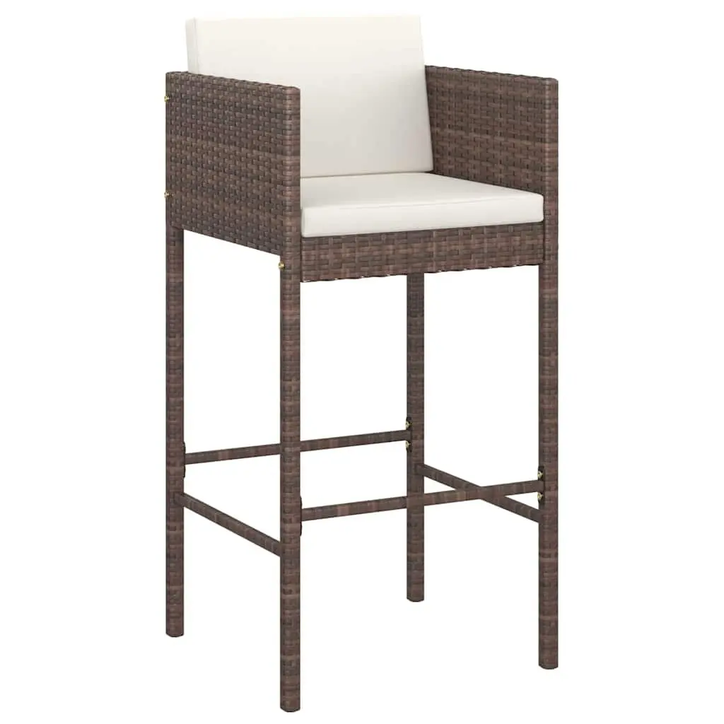 Outdoor Bar Stools 2 Pcs with Cushions Brown Garden Counter Seating Set