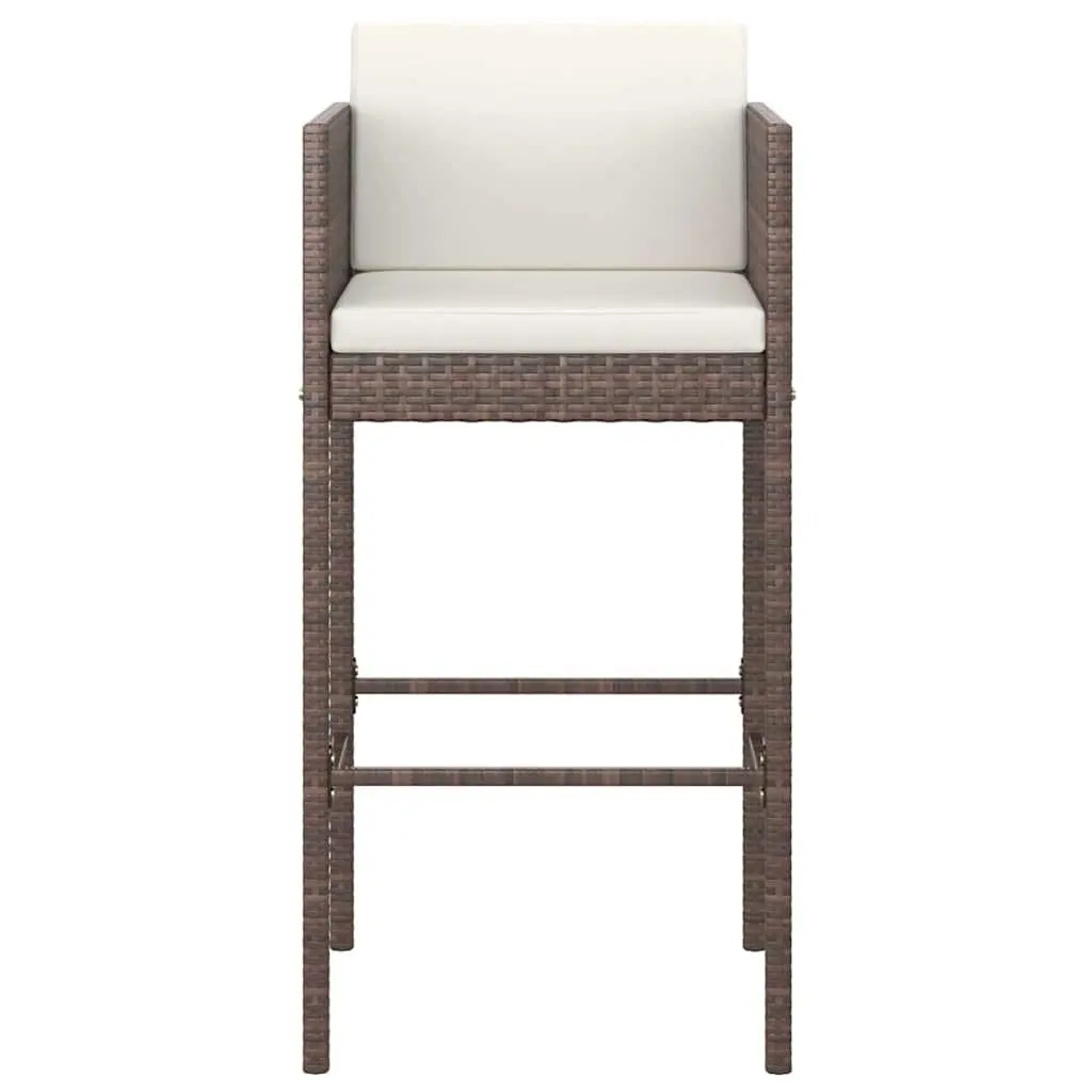Outdoor Bar Stools 2 Pcs with Cushions Brown Garden Counter Seating Set
