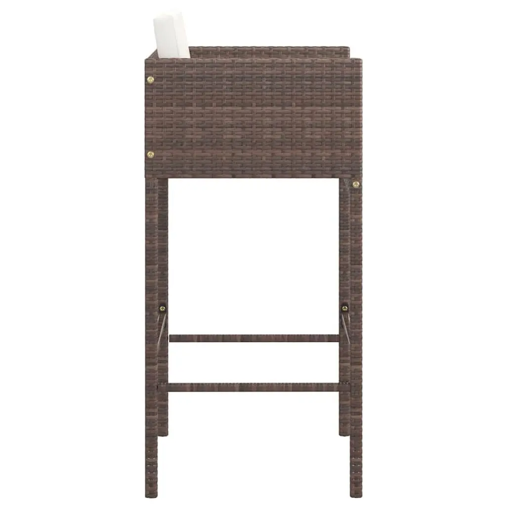 Outdoor Bar Stools Set 4 Pieces Brown Garden Seating with Cushions Patio Chairs