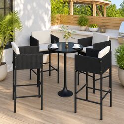 Outdoor Bar Stools Set: 4 Pieces, 100% Weatherproof