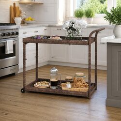 Brown Bar Cart Dimensions 100x45x83 cm – Poly Rattan