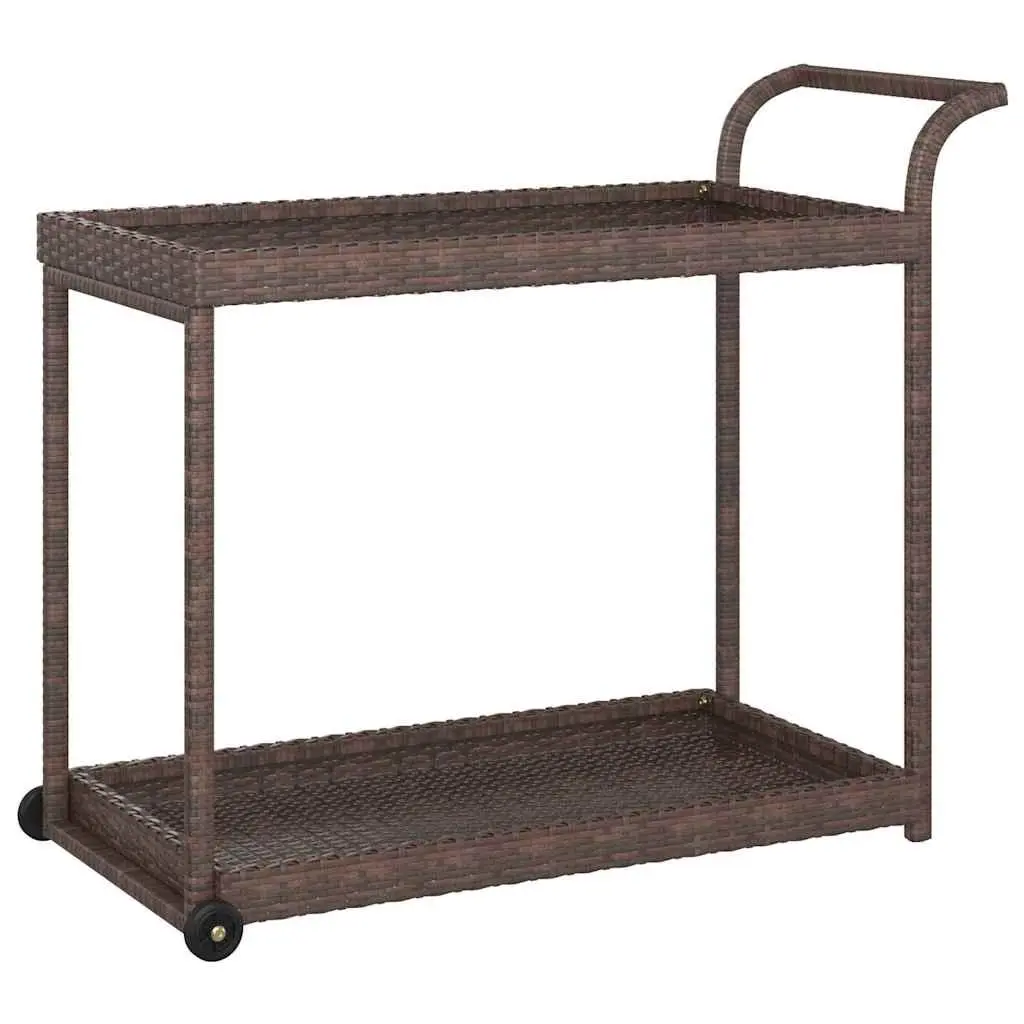 Bar Cart for Kitchen Living Room Patio Brown 100x45x83 cm Poly Rattan
