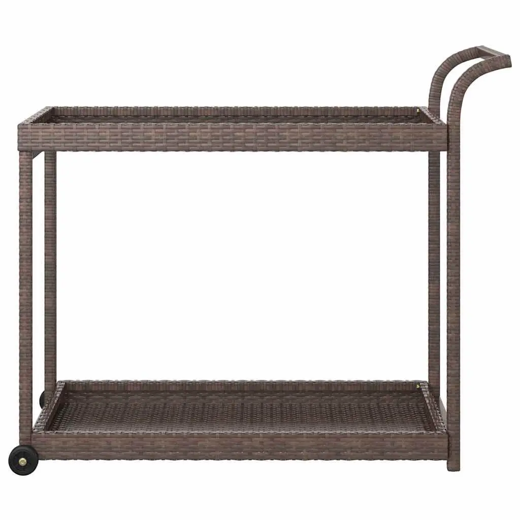 Bar Cart for Kitchen Living Room Patio Brown 100x45x83 cm Poly Rattan