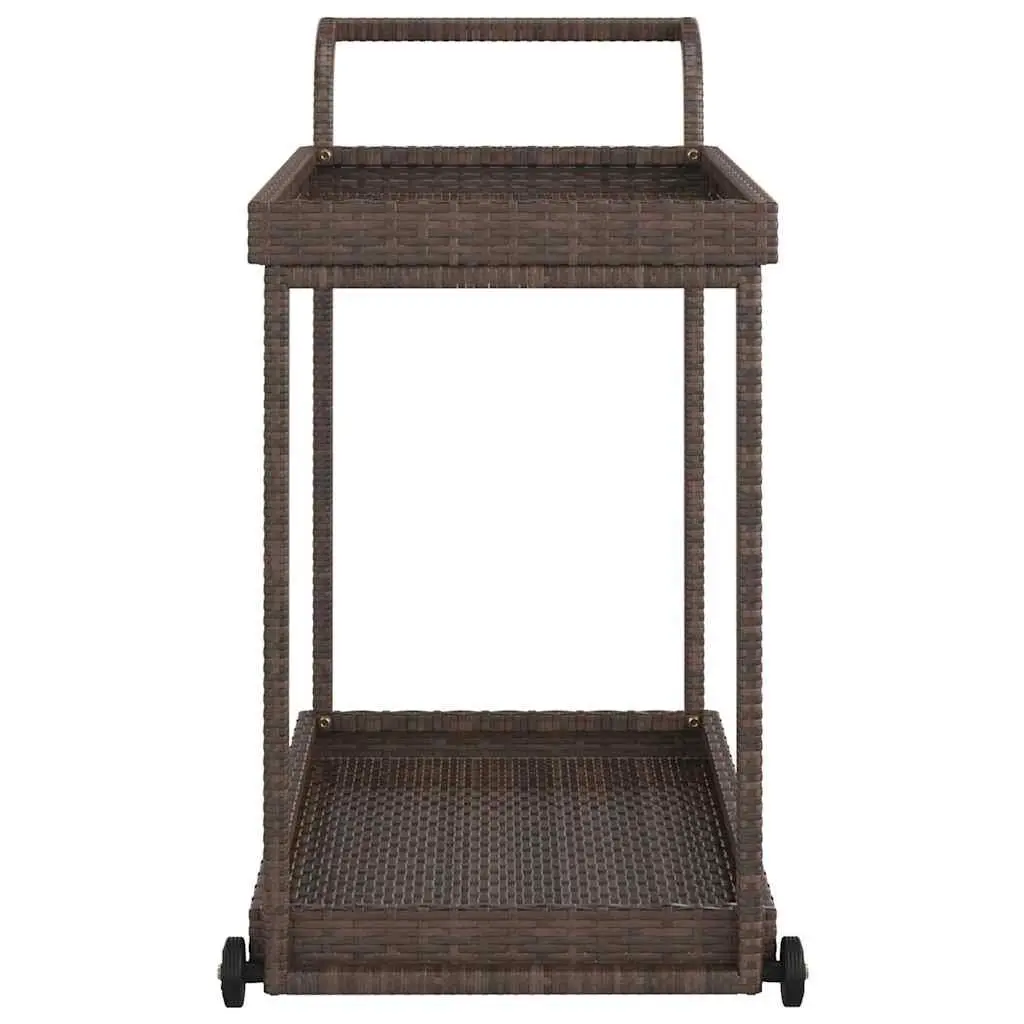 Bar Cart for Kitchen Living Room Patio Brown 100x45x83 cm Poly Rattan