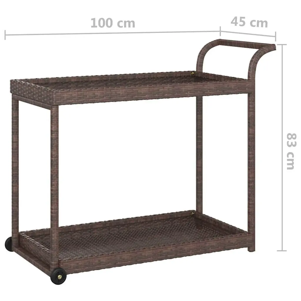 Bar Cart for Kitchen Living Room Patio Brown 100x45x83 cm Poly Rattan