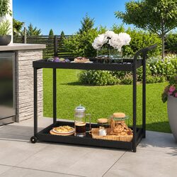 Black Poly Rattan Bar Cart Dimensions: 100 x 45 x 83 cm