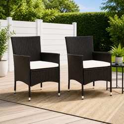 Specifications of Outdoor Chairs Set with Cushions, 2 pcs Black