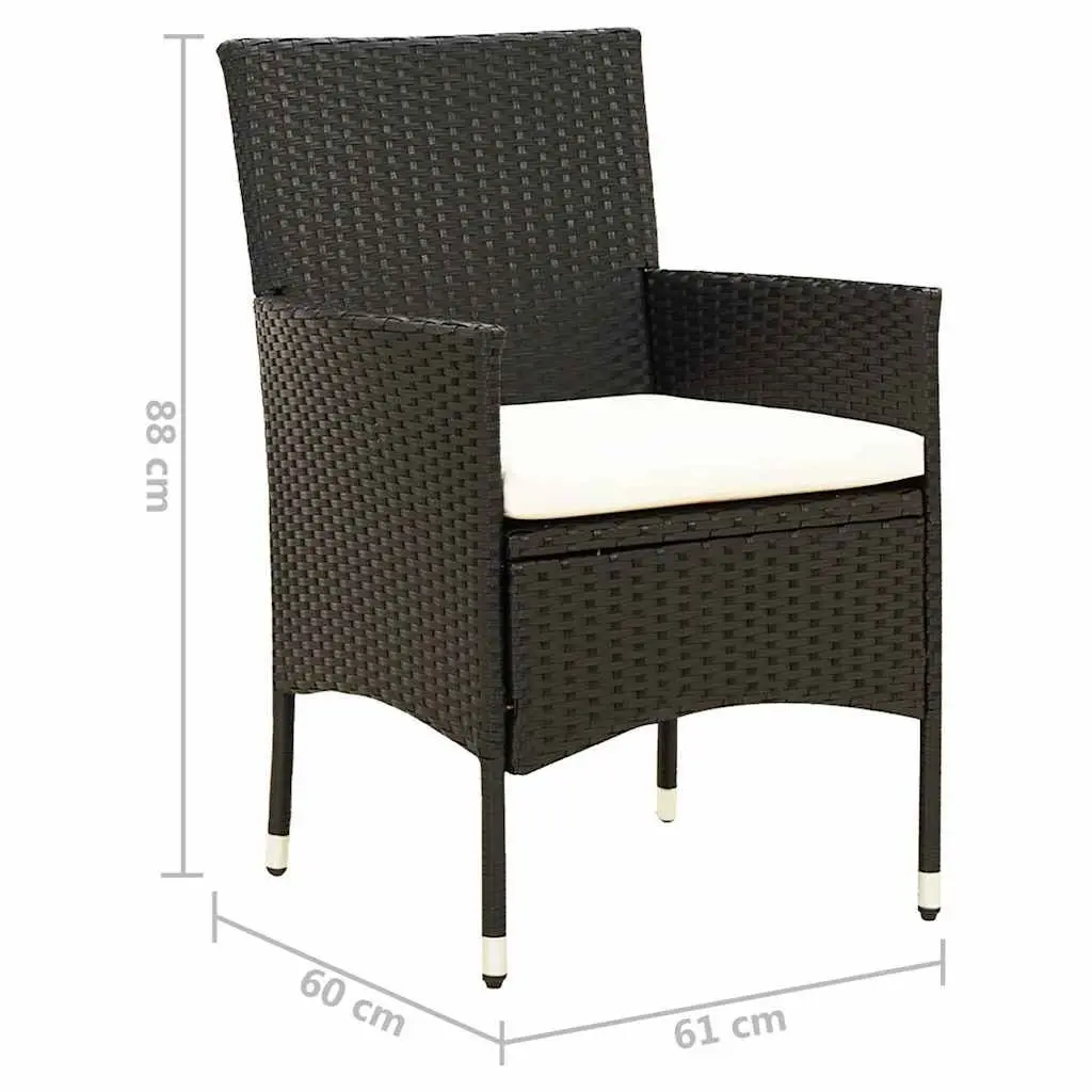 Outdoor Chairs Set with Cushions, 2 pcs Black
