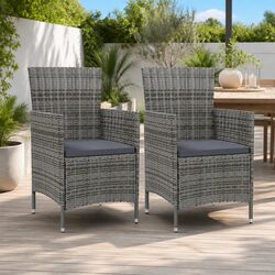 Outdoor Garden Chair Set 2 pcs Grey with Cushions