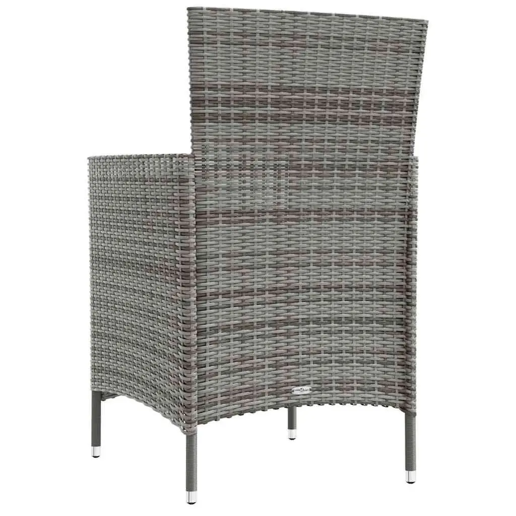 Outdoor Garden Chairs Set 2 Piece Grey PE Rattan Armchair with Padded Cushions