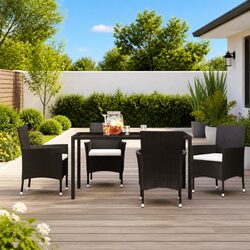 Specifications of 4 Black Poly Rattan Outdoor Chairs