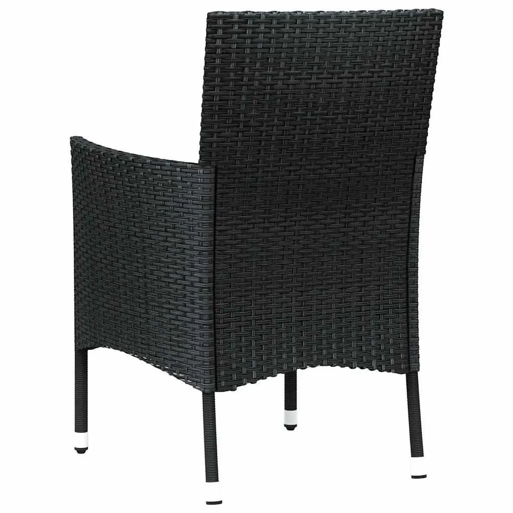 Outdoor Garden Chairs Set 4 Piece Black Poly Rattan Armchair Padded Cushion Seating