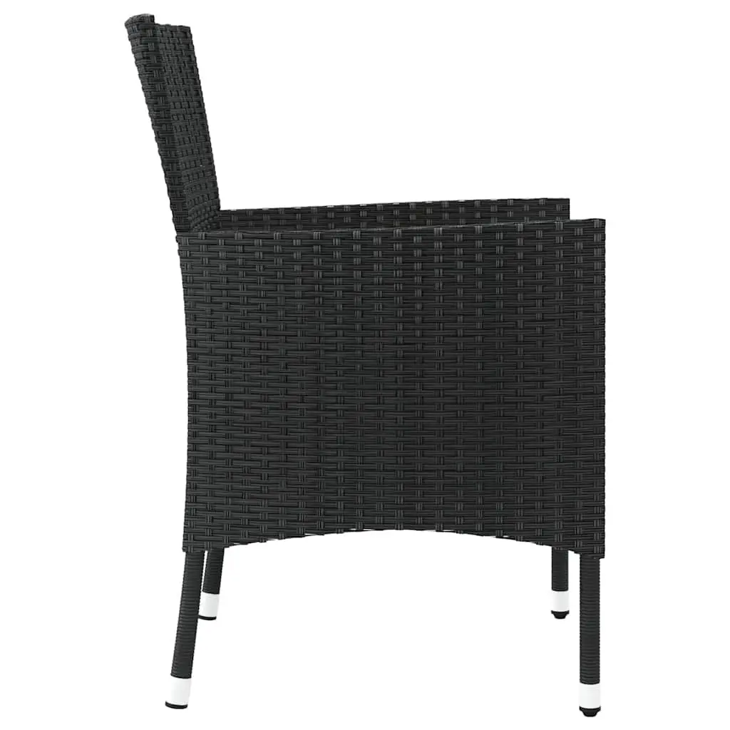 Outdoor Garden Chairs Set 4 Piece Black Poly Rattan Armchair Padded Cushion Seating