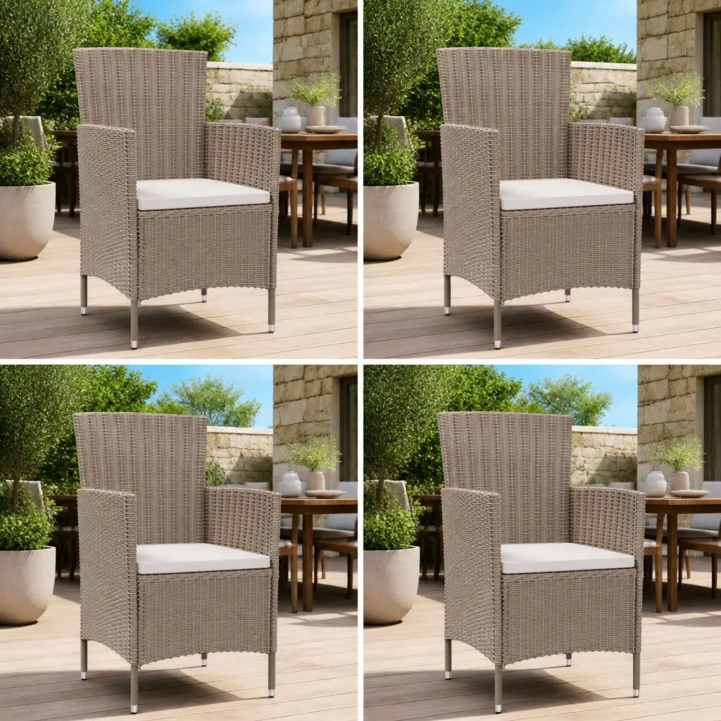 Outdoor Garden Chairs Set 4 Piece Patio Seating Beige with Cushions