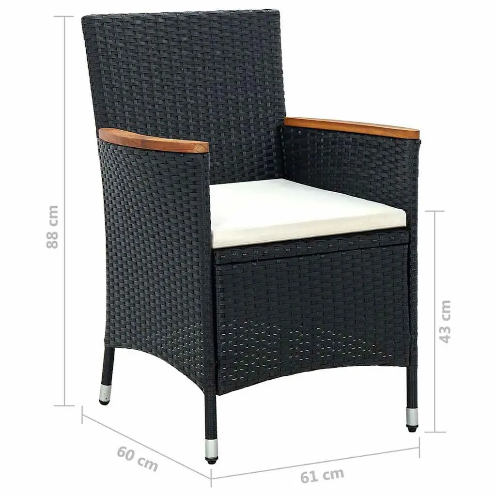 Outdoor Dining Chairs Set for Garden Patio Black 4 Piece