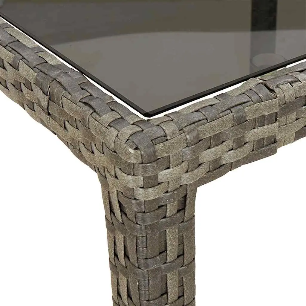 90x90x75cm Garden Table with Tempered Glass Surface