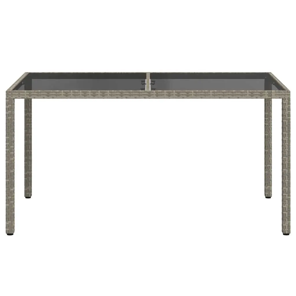 Garden Table 150x90x75 cm Outdoor Patio Furniture Poly Rattan Tempered Glass
