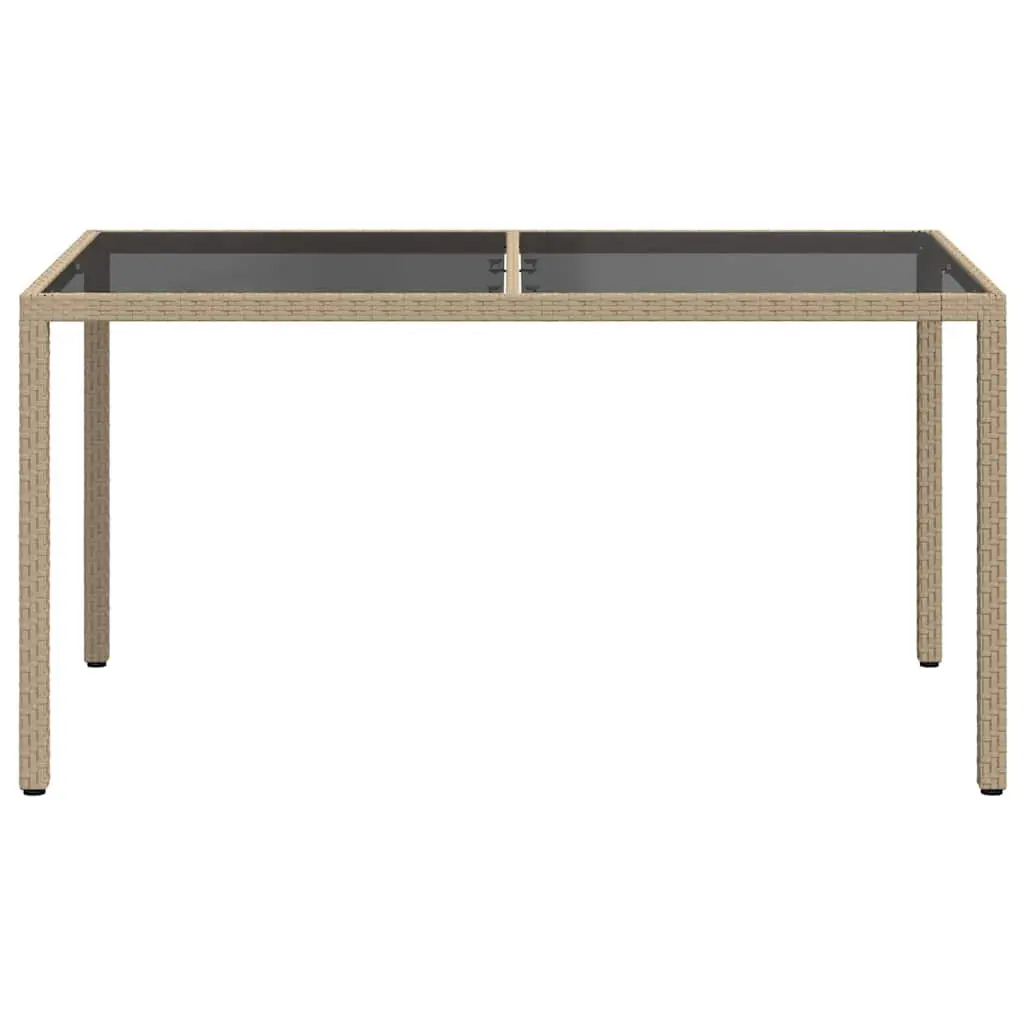 Garden Table Outdoor Patio Furniture 150x90x75cm Tempered Glass Poly Rattan