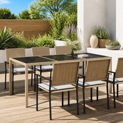 Specifications of Garden Table with Glass and Rattan Frame