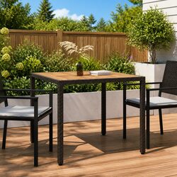 Garden Table 90x90x75cm Made of Acacia Wood and Poly Rattan