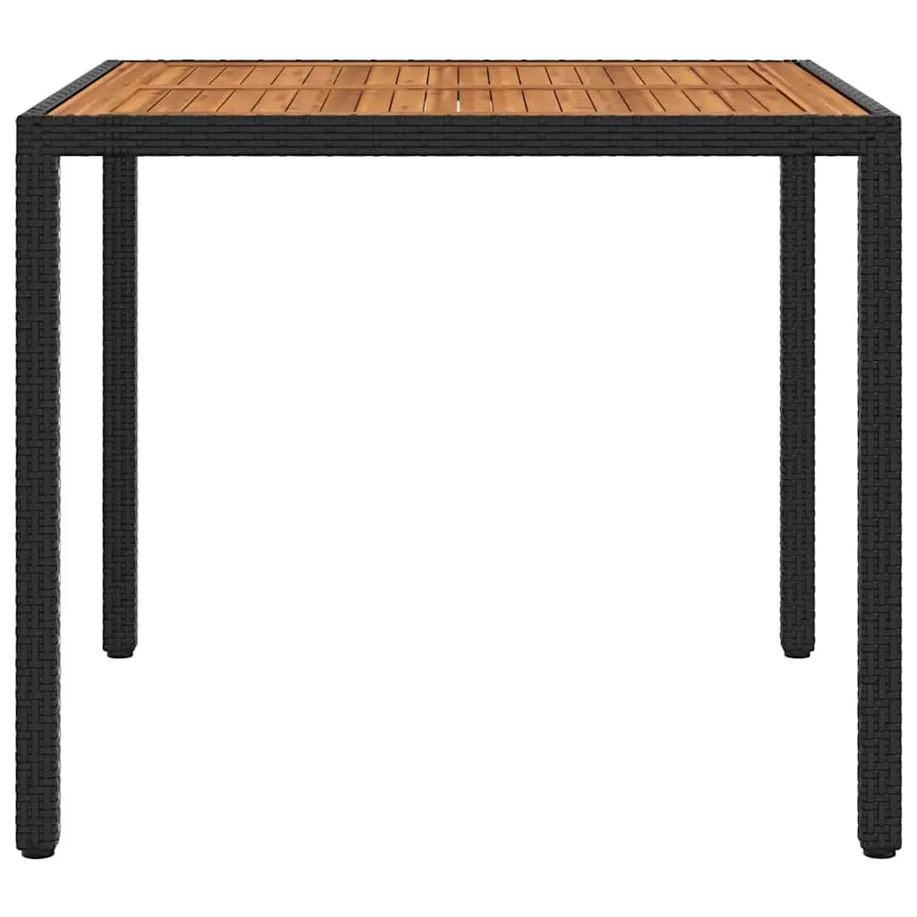 Garden Table 90x90x75cm Made of Acacia Wood and Poly Rattan