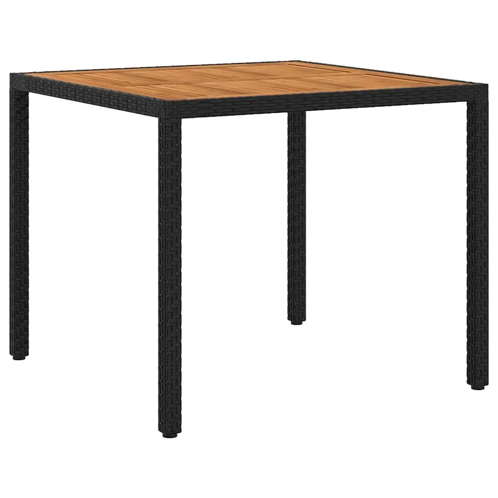 Garden Table 90x90x75cm Made of Acacia Wood and Poly Rattan