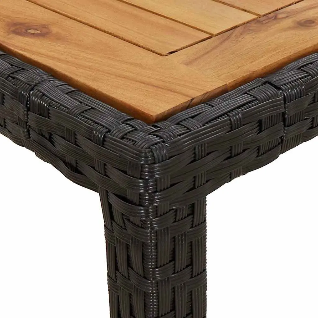 Garden Table 90x90x75cm Made of Acacia Wood and Poly Rattan