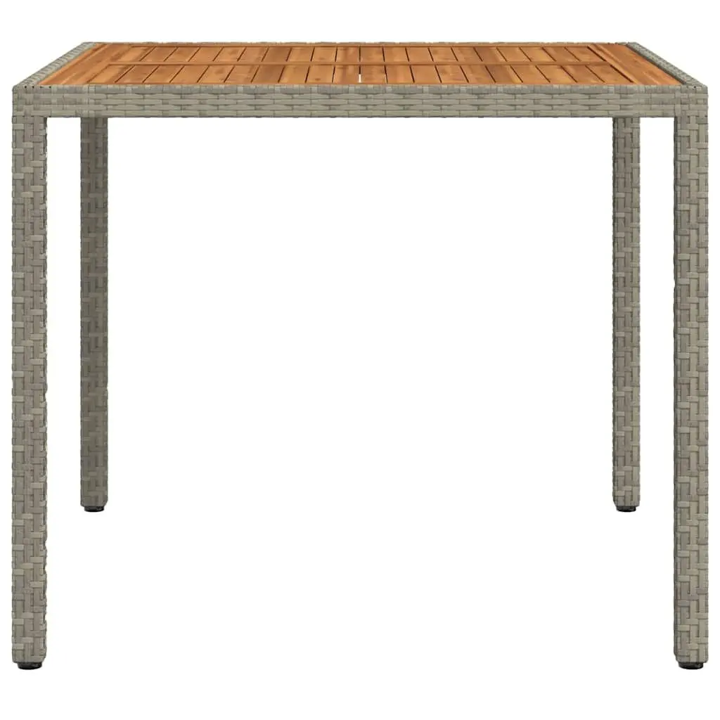 Garden Table Outdoor Patio Furniture 90x90x75cm Poly Rattan Acacia Wood Grey