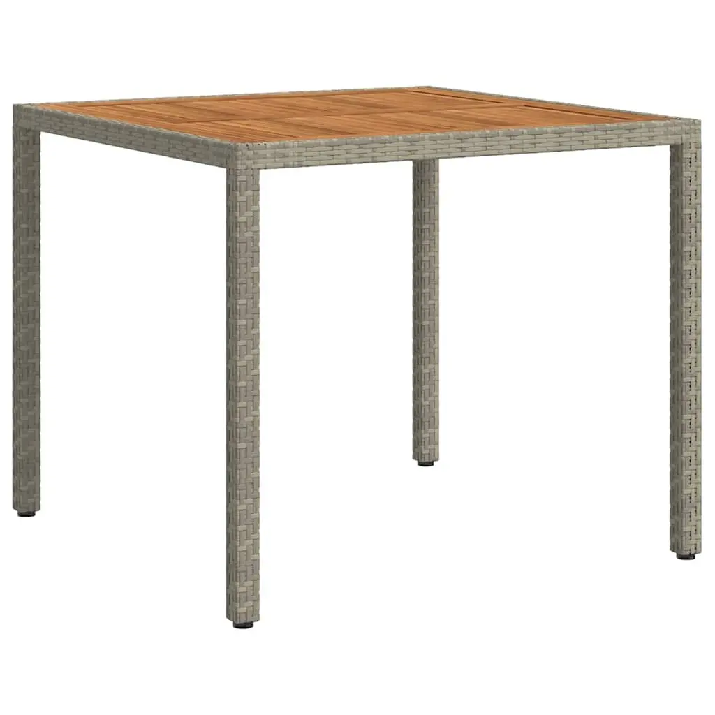 Garden Table Outdoor Patio Furniture 90x90x75cm Poly Rattan Acacia Wood Grey