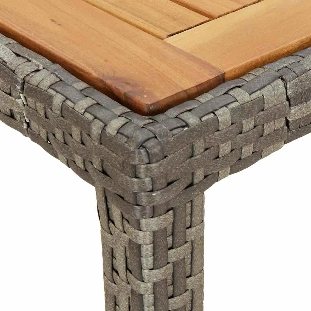 Garden Table Outdoor Patio Furniture 90x90x75cm Poly Rattan Acacia Wood Grey