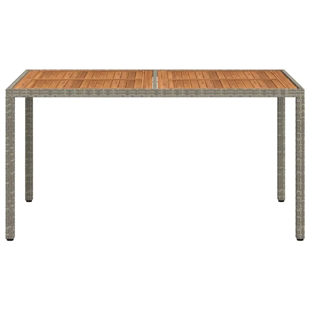 Garden Table 150x90x75cm Outdoor Patio Dining Poly Rattan Acacia Wood Grey