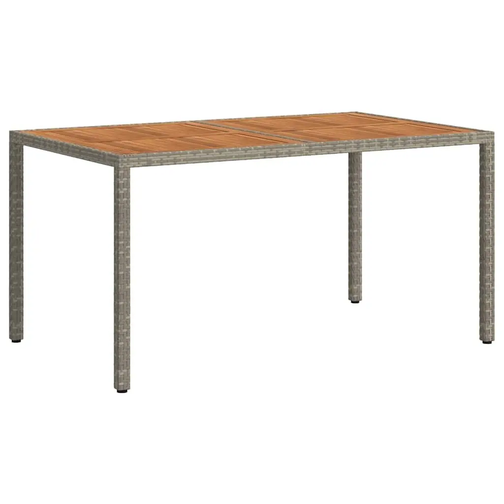 Garden Table 150x90x75cm Outdoor Patio Dining Poly Rattan Acacia Wood Grey
