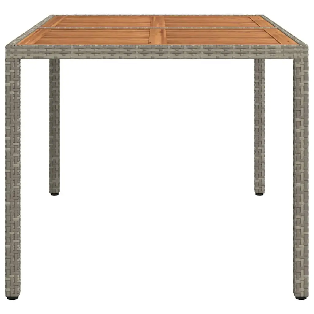 Garden Table 150x90x75cm Outdoor Patio Dining Poly Rattan Acacia Wood Grey