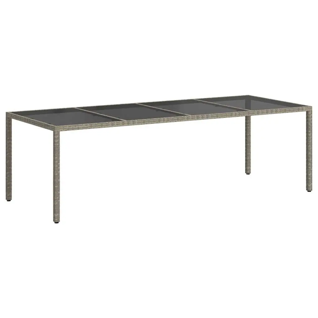 Garden Table with Tempered Glass Top and Rattan Frame