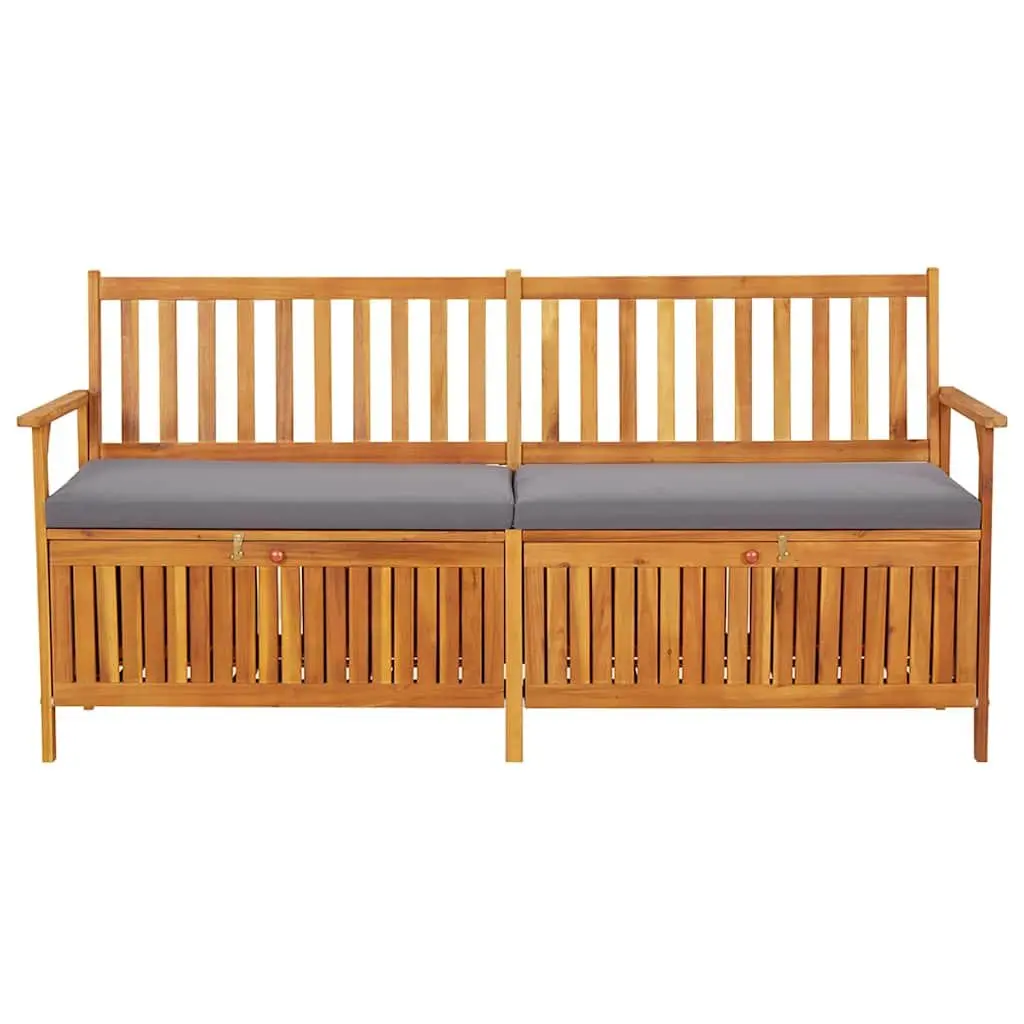 Outdoor Storage Bench 170cm Solid Wood Acacia Padded Seat Grey Garden