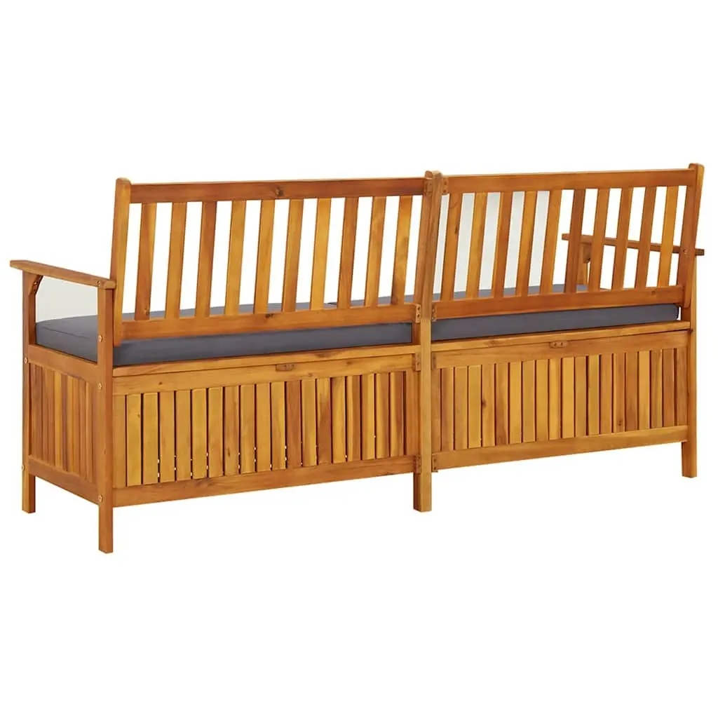 Outdoor Storage Bench 170cm Solid Wood Acacia Padded Seat Grey Garden