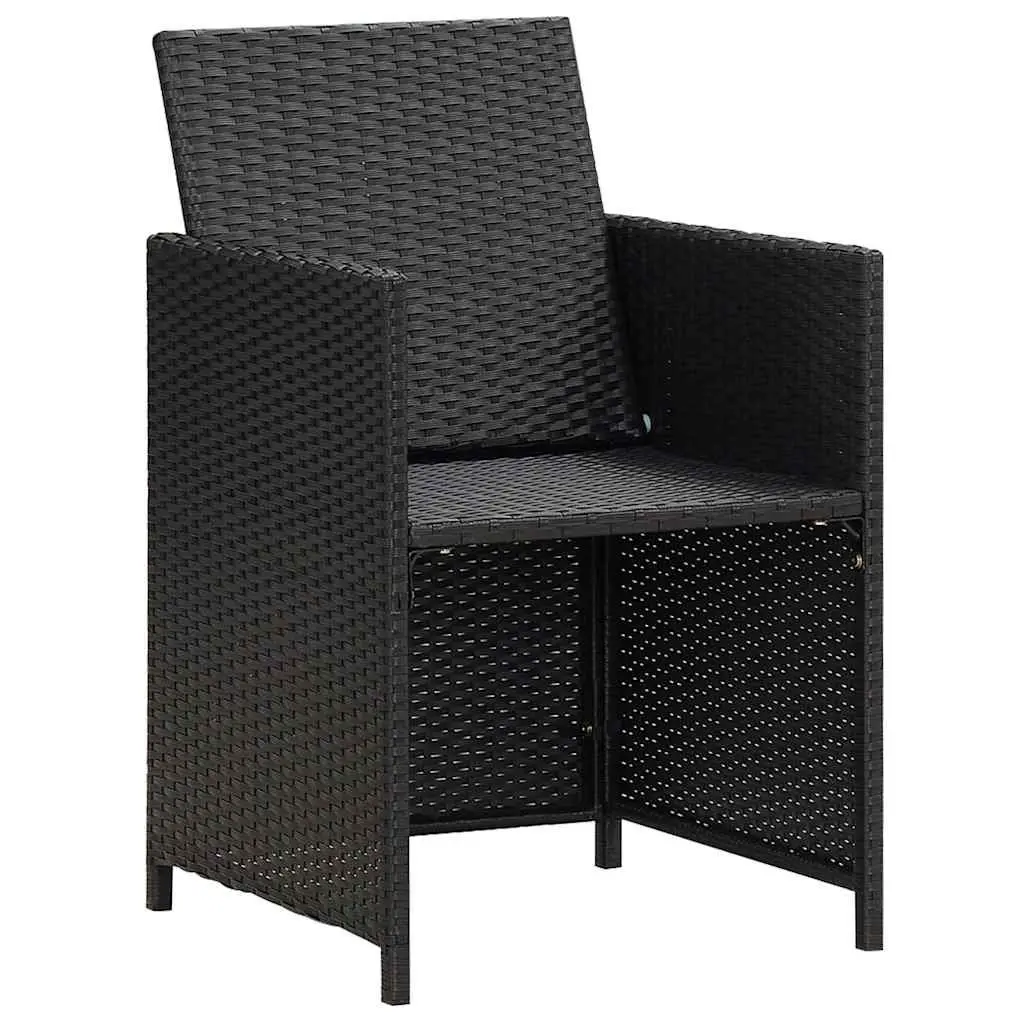 Outdoor Dining Chairs 4 pcs Poly Rattan Black Garden Seating Armchair Set
