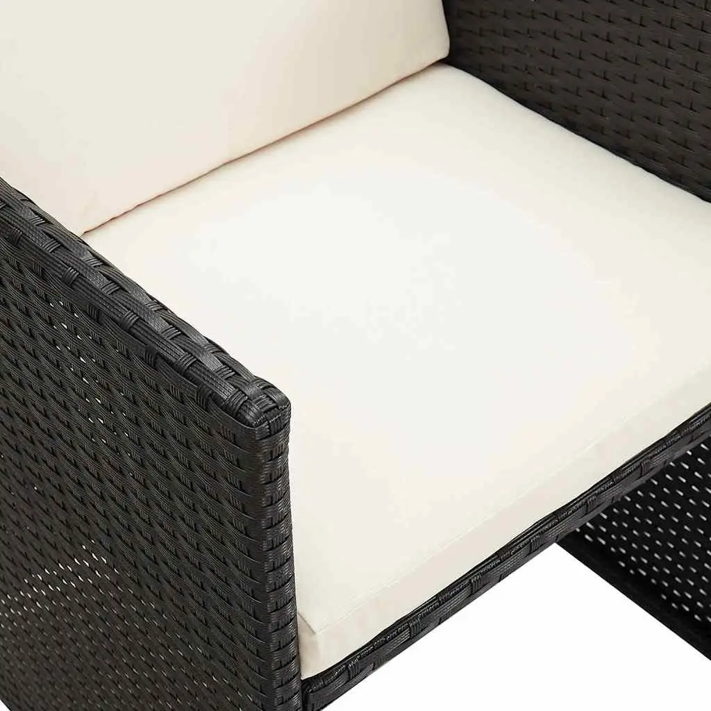 Outdoor Dining Chairs 4 pcs Poly Rattan Black Garden Seating Armchair Set