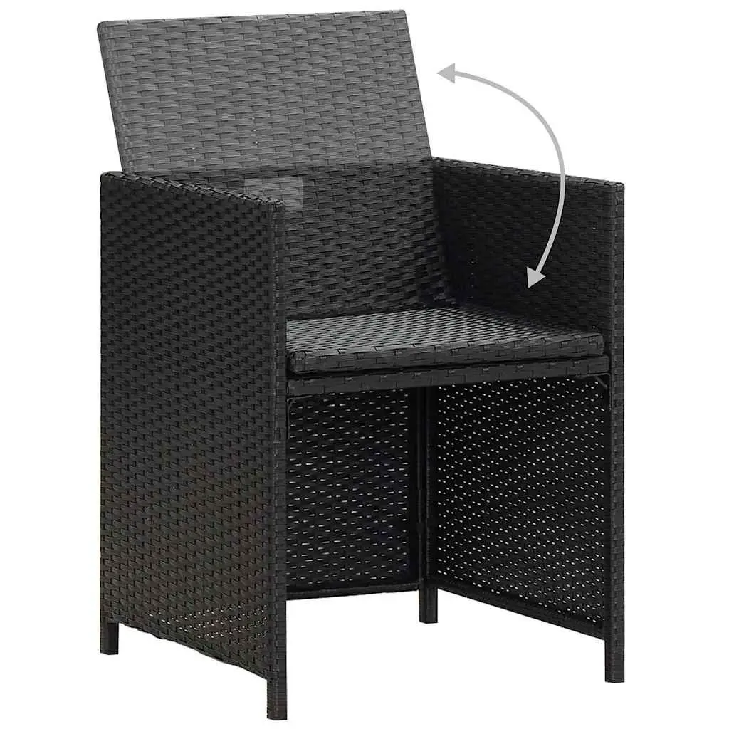Outdoor Dining Chairs 4 pcs Poly Rattan Black Garden Seating Armchair Set