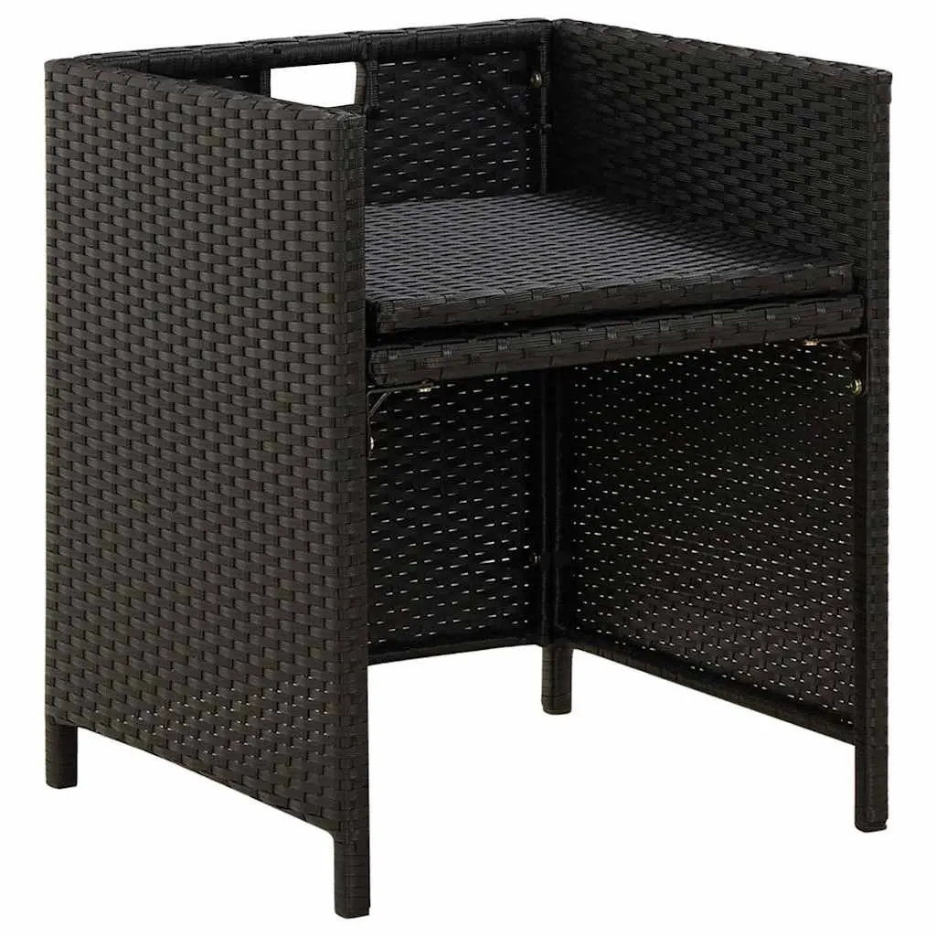 Outdoor Garden Chairs Set 4 Piece Black Poly Rattan with Cushions for Patio Dining