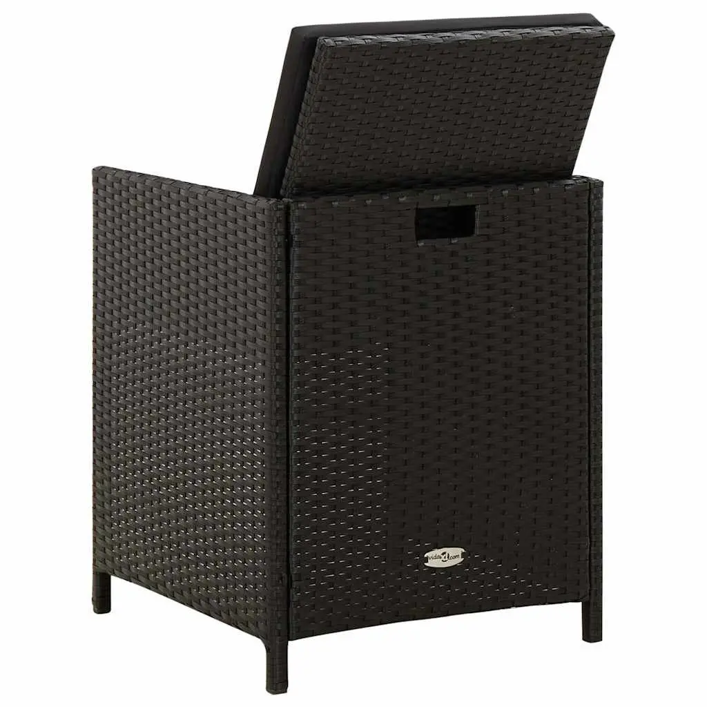 Outdoor Garden Chairs Set 4 Piece Black Poly Rattan with Cushions for Patio Dining