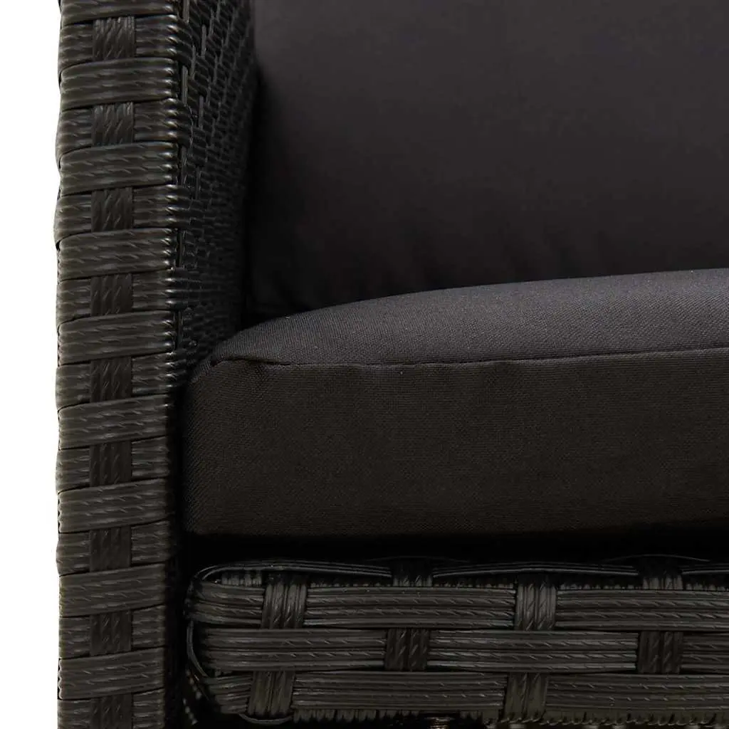 Outdoor Garden Chairs Set 4 Piece Black Poly Rattan with Cushions for Patio Dining