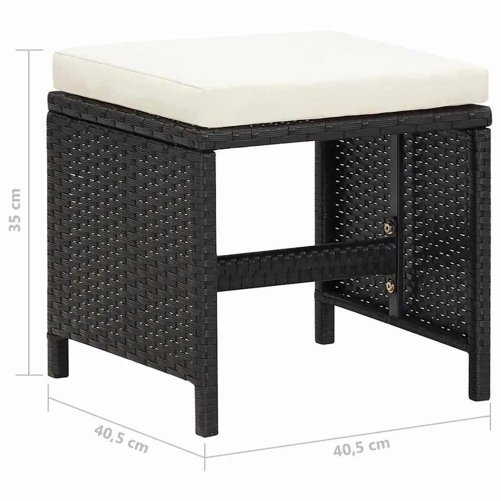 Outdoor Garden Stools Set 4 Piece Patio Seating Cushions Black