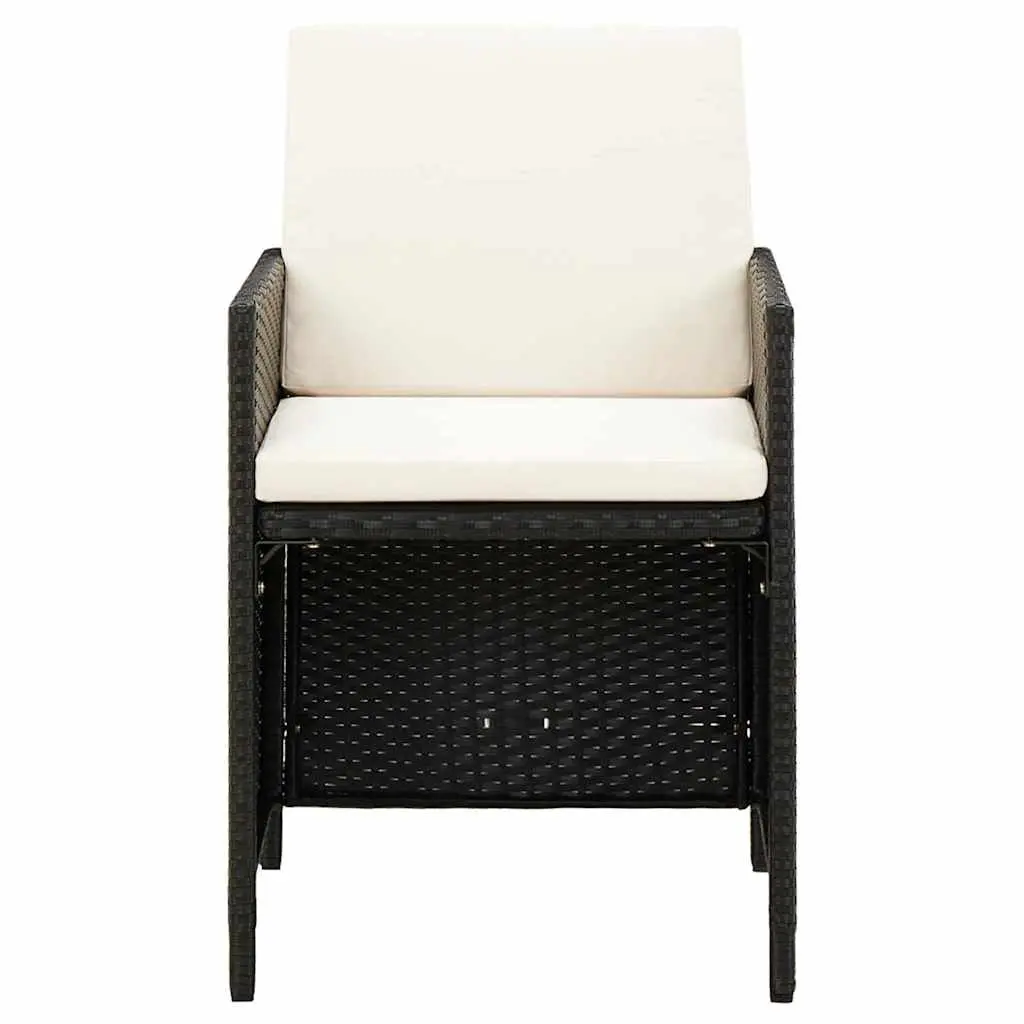 4 Piece Outdoor Garden Chair and Stool Set for Patio Black